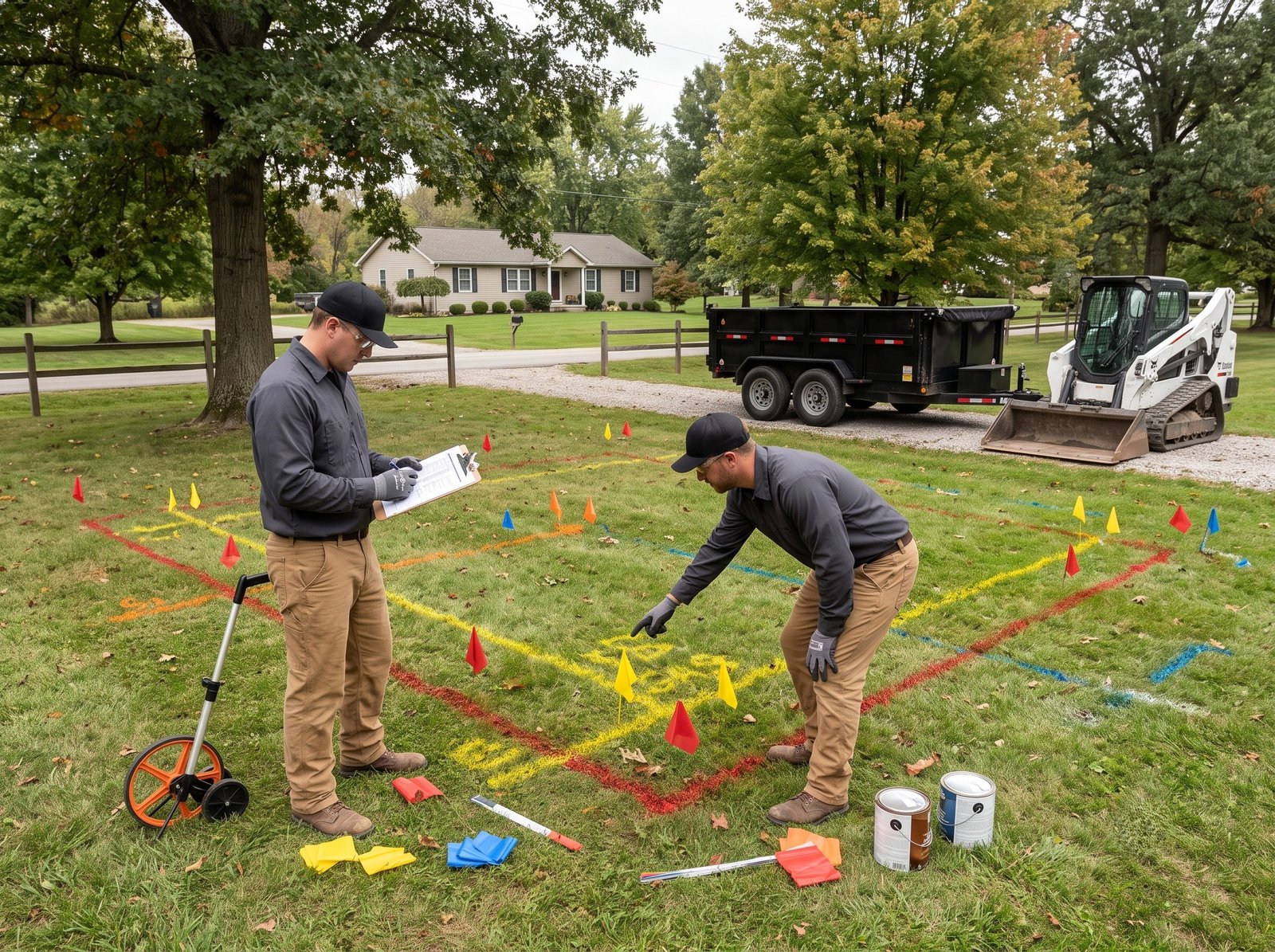 811 utility notification markings before backyard shed foundation site preparation